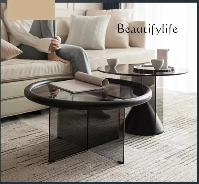 

Designer geometric simple small coffee table tempered glass light luxury coffee table special-shaped living room
