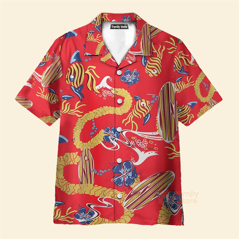 

Red Series Tropical Floral Shirt Men 3d Printing Hawaiian Shirts Casual Vacation Lapel Camisa Fashion Beach Short Sleeve Blouse