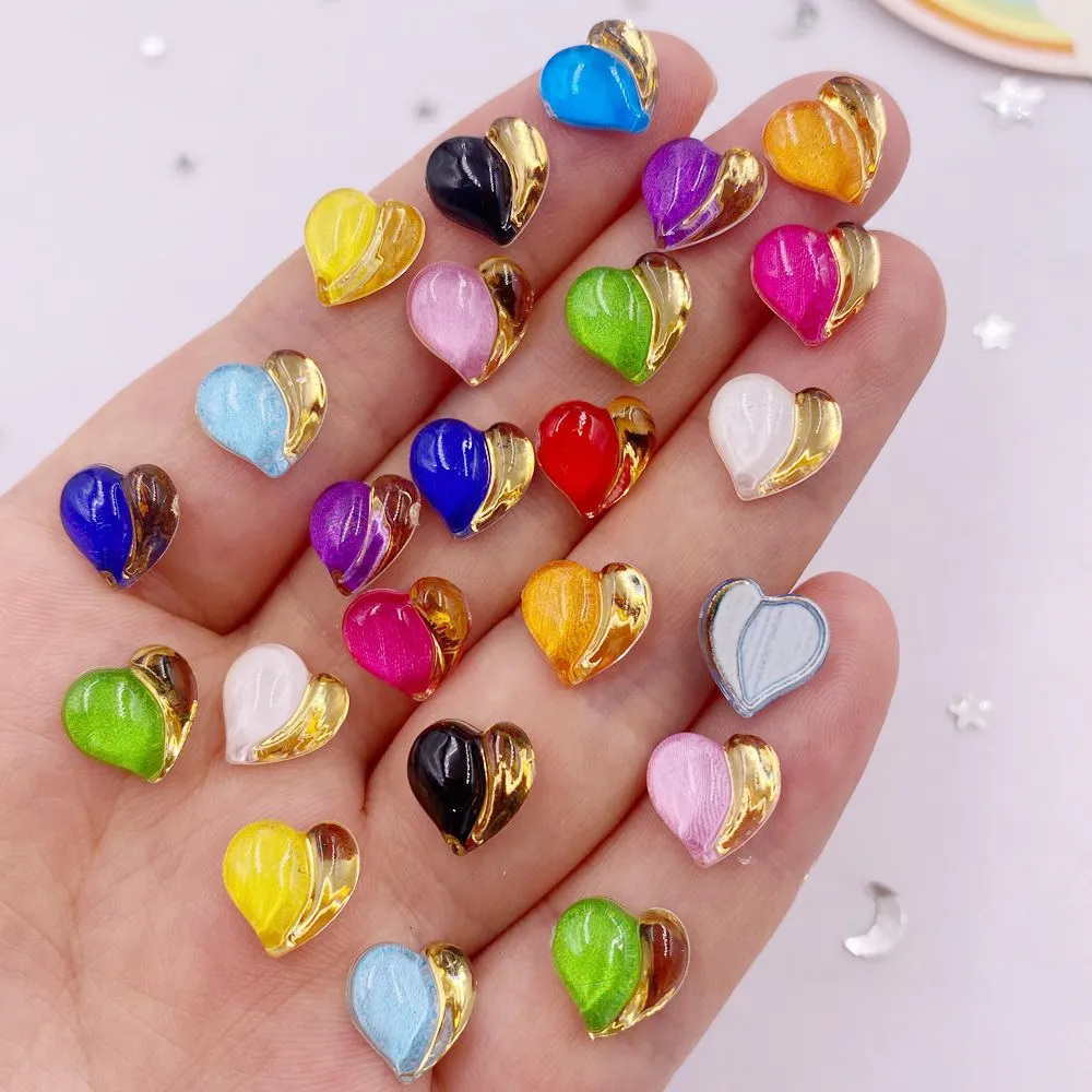 50pcs Resin Cute Colorful 10mm Phnom Penh Love Heart Crystal Gem Flatback Rhinestone Applique DIY Wedding Scrapbook Nails Craft