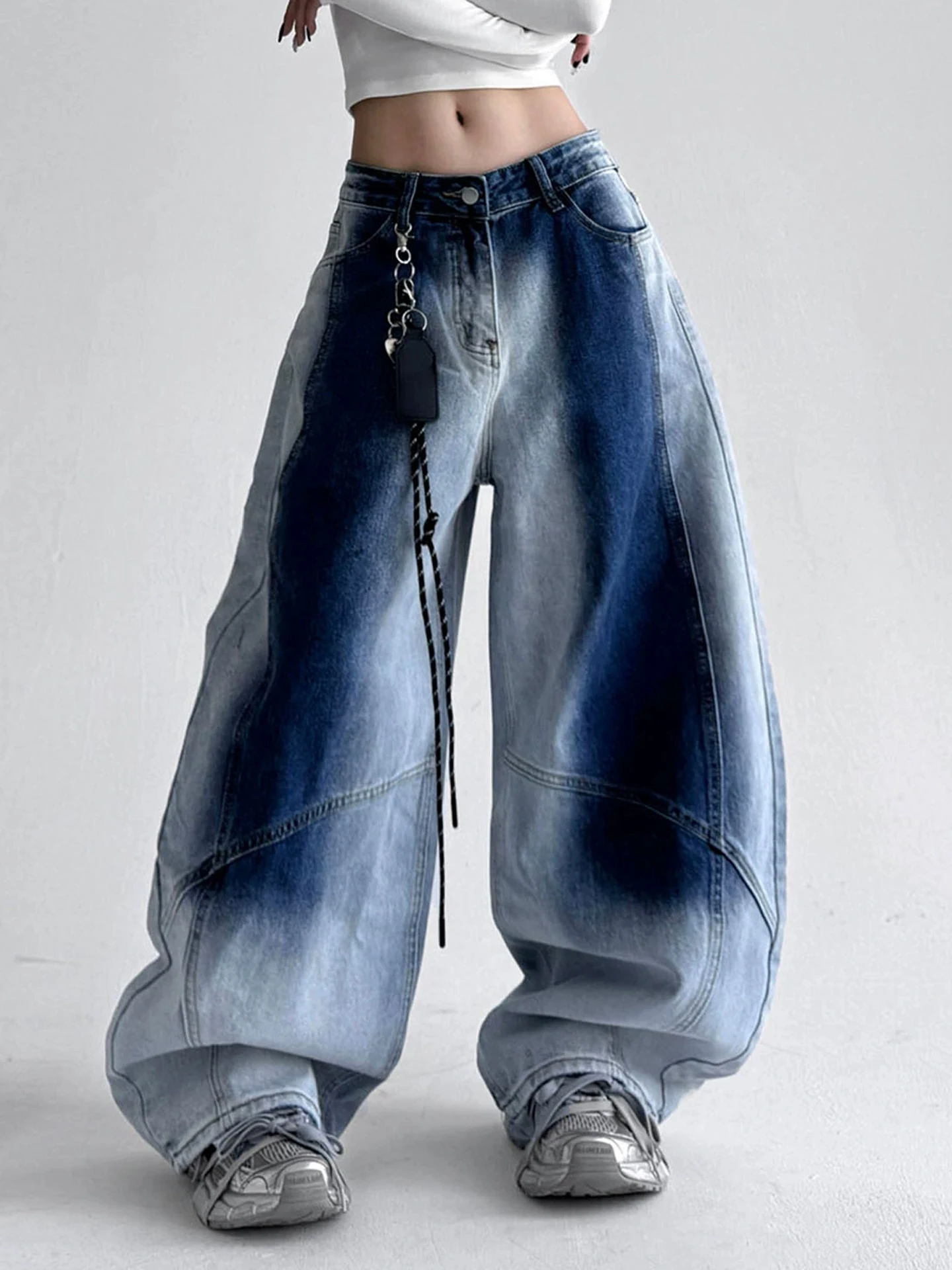

Retro American High Street adient Waed Lazy Sle Jeans Men Women Spring Autumn New Loose Casual Pants Knife