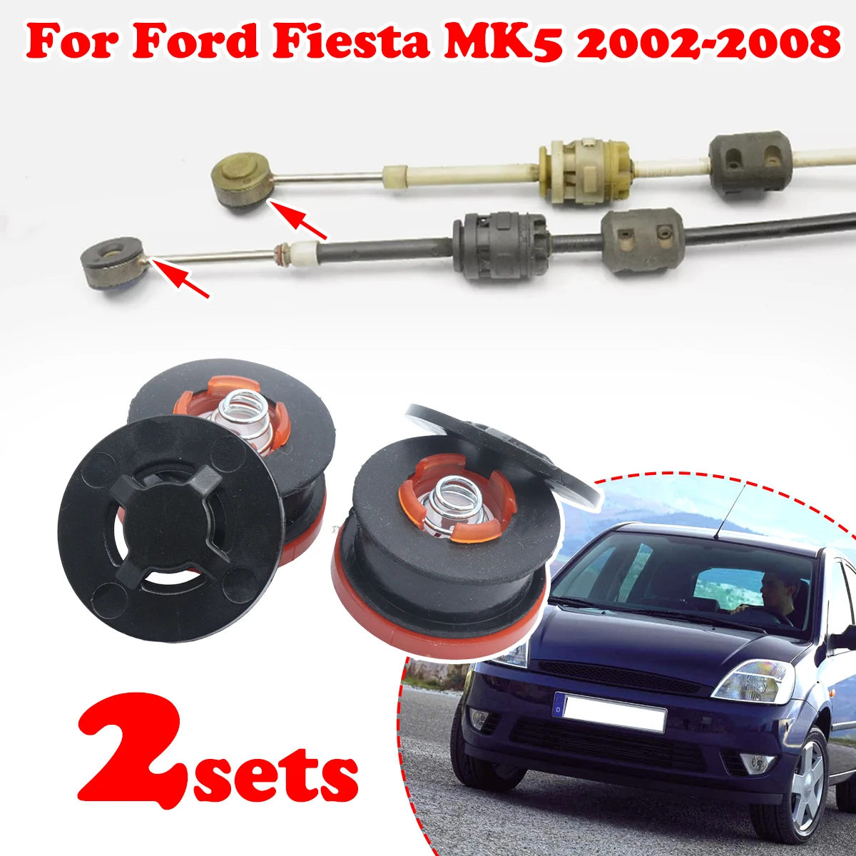 

2set Gear Shift Cable Linkage End Rod Bushing Selector Gromme Manual Transmission Repair Kit For Ford Fiesta MK5 2002 2003-2008