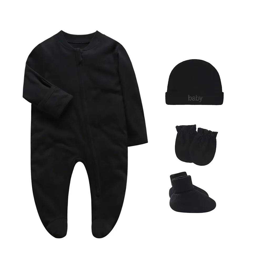 

Newborn Footed Pajamas Zipper Girl and Boy Romper Long Sleeve Jumpsuit Cotton Solid White Fashion 0-12 Months Baby Clothes