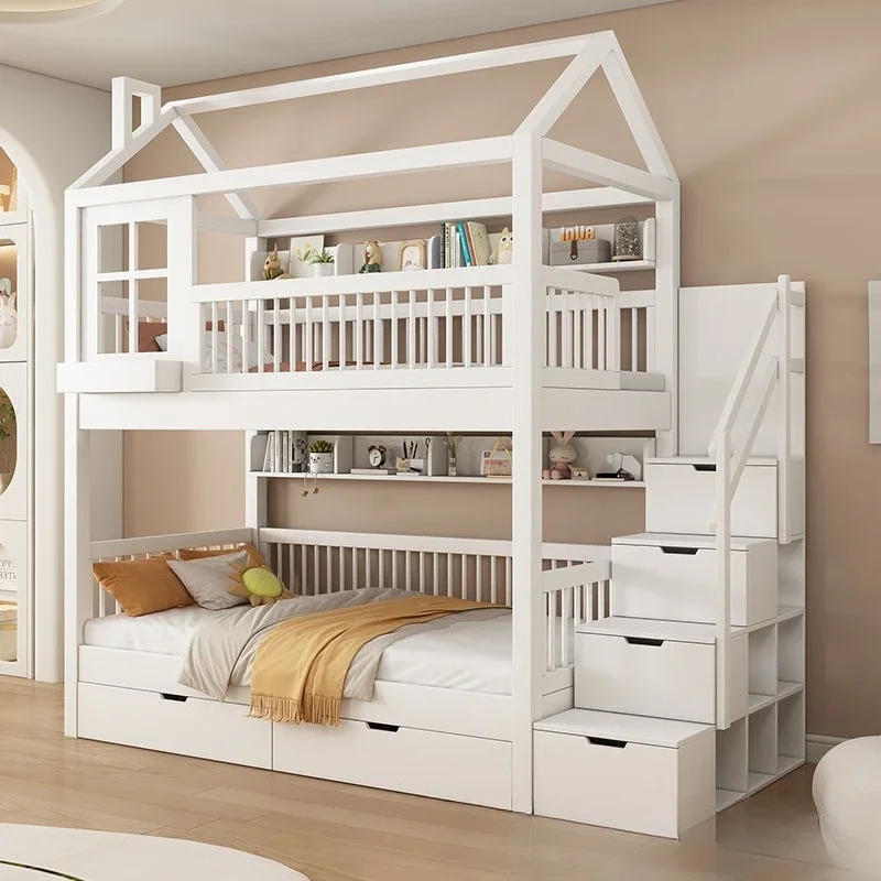 Full solid wood bunk bed bunk bed High and low  Mother and child Empty under the Elevated  sheet