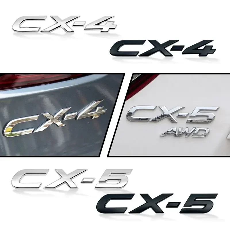 

Car 3D ABS Plastic Chrome Silver/Black CX4 CX5 CX-4 CX-5 Logo Car Side Fender Rear Trunk Emblem Sticker For Mazda Accessories