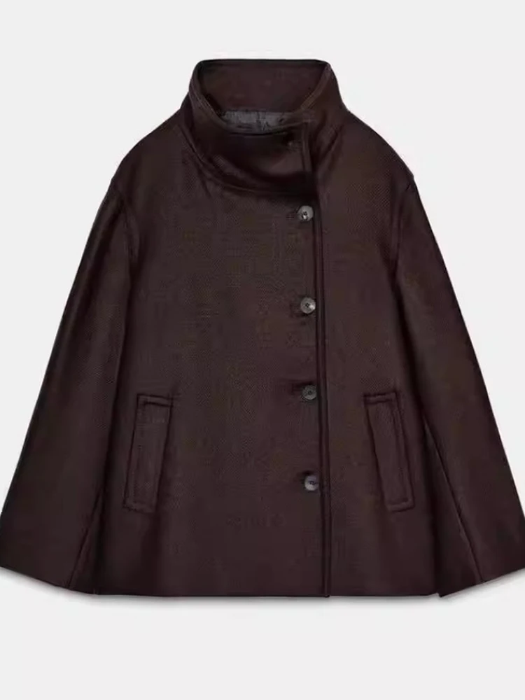 Abrigo Corto Hoado para Mujer, Nuevo Modelo de Invierno 2025, Cuello Alto, Manga Larga, Estilo Casual para el Trabajo, Pren...