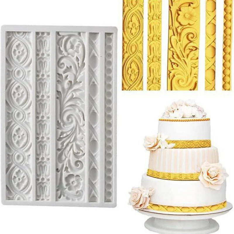 3D Cake Lace Silicone Mold DIY Kitchen Baking Tool Relief Rope Cake Border Mould For Fondant Chocolate Cake Decorating Crafts 3