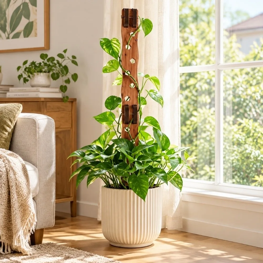 Wooden Plant Support Frame Extendable Hollow Out Plant Stand Adjustable 2-In-1 Flower Arrangement Trellis Climbing Plant