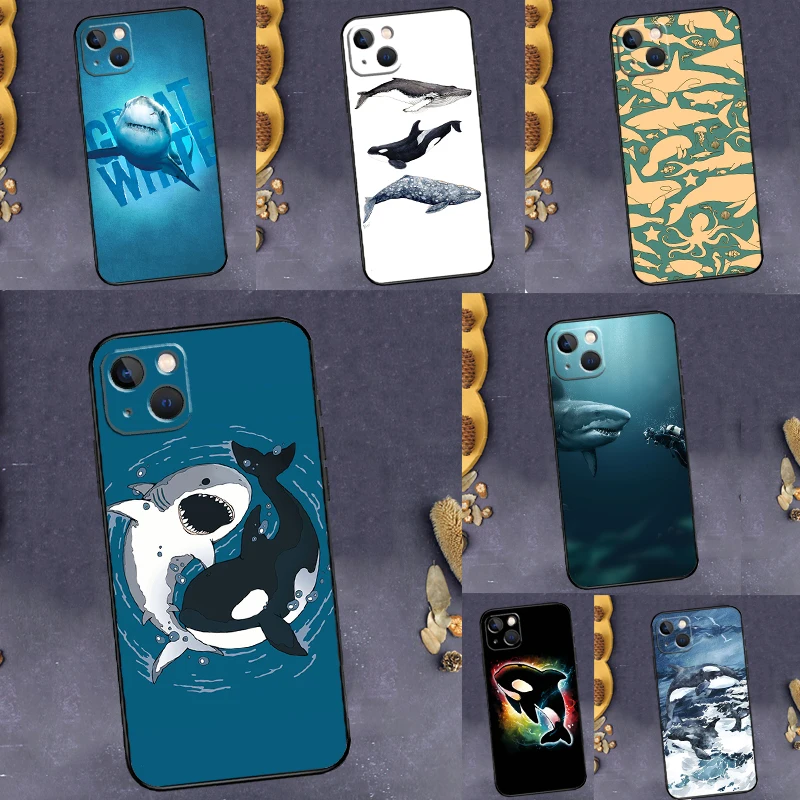 Чехол для телефона «Акула и Кит» для iPhone 17, 16, 14, 13, 12, 11, 15 Pro Max Plus 12, 13 mini 16e 17 Air Bumper Cover