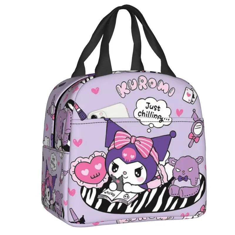 Custom Kuromi Kawaii Animes Lunch Bag Men Women Warm Cooler Insulated Lunch Box for Kids School Children