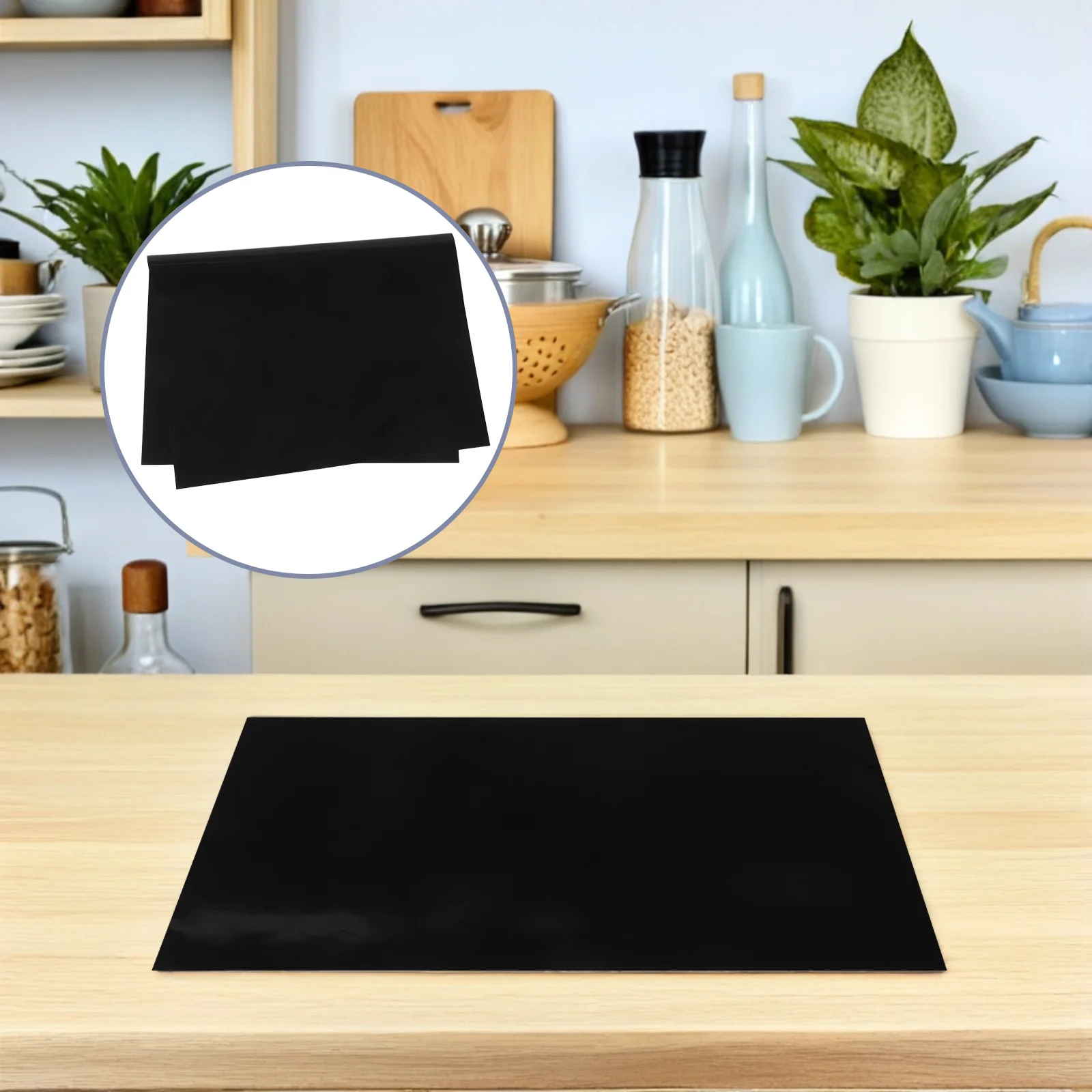 

Induction Cooktop Mat 52 X 78Cm Heat Resistant Black Stove Protector Non-Slip Easy Clean For Electric Stove Kitchen
