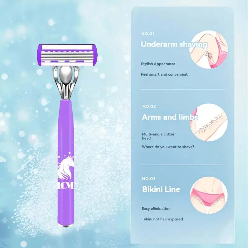 High-quality ladies' razor, sharp and safe, stainless steel blade, comfortable handle, oil-free, beauty and holiday gift