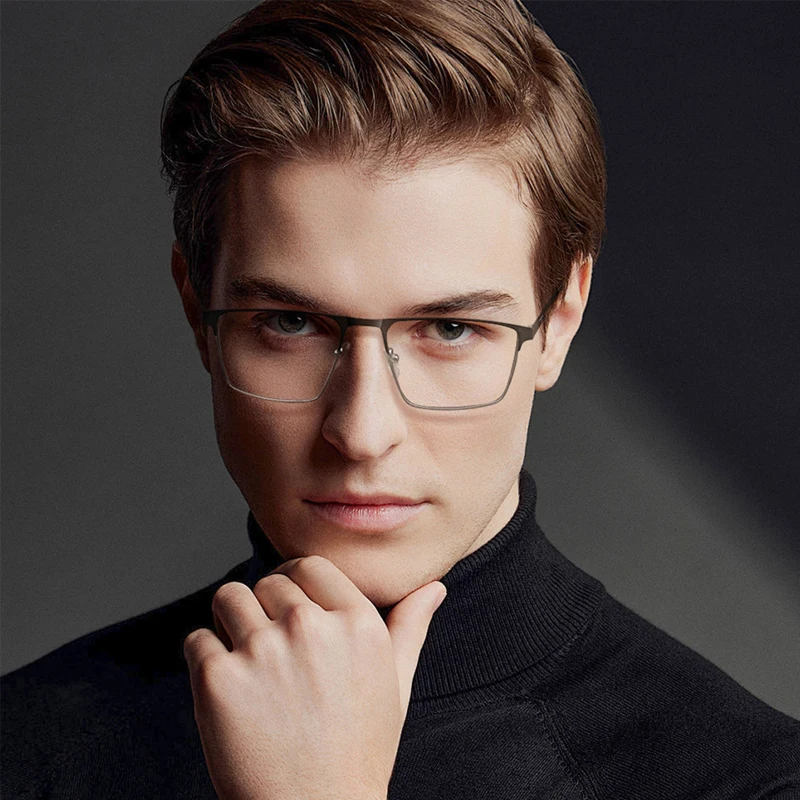 KANSEPT New Metal Eyeglasses Square Frame Business Casual Anti-blue Light Reading Glasses Men\'s Prescription Customized #6915