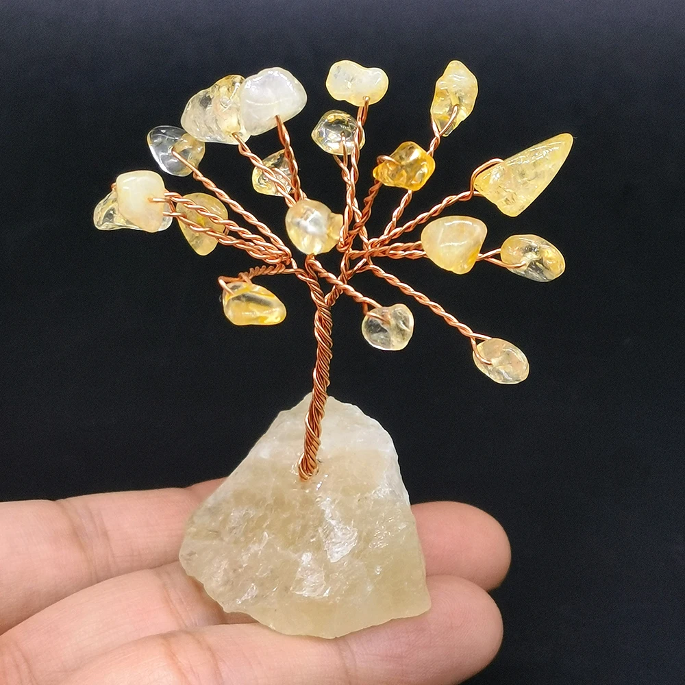 Natural Gemstone Crystal Lucky Money Tree irregular Raw Stone Base Reiki Chakra Home Office Desk Living Room Crystal Decor Gift