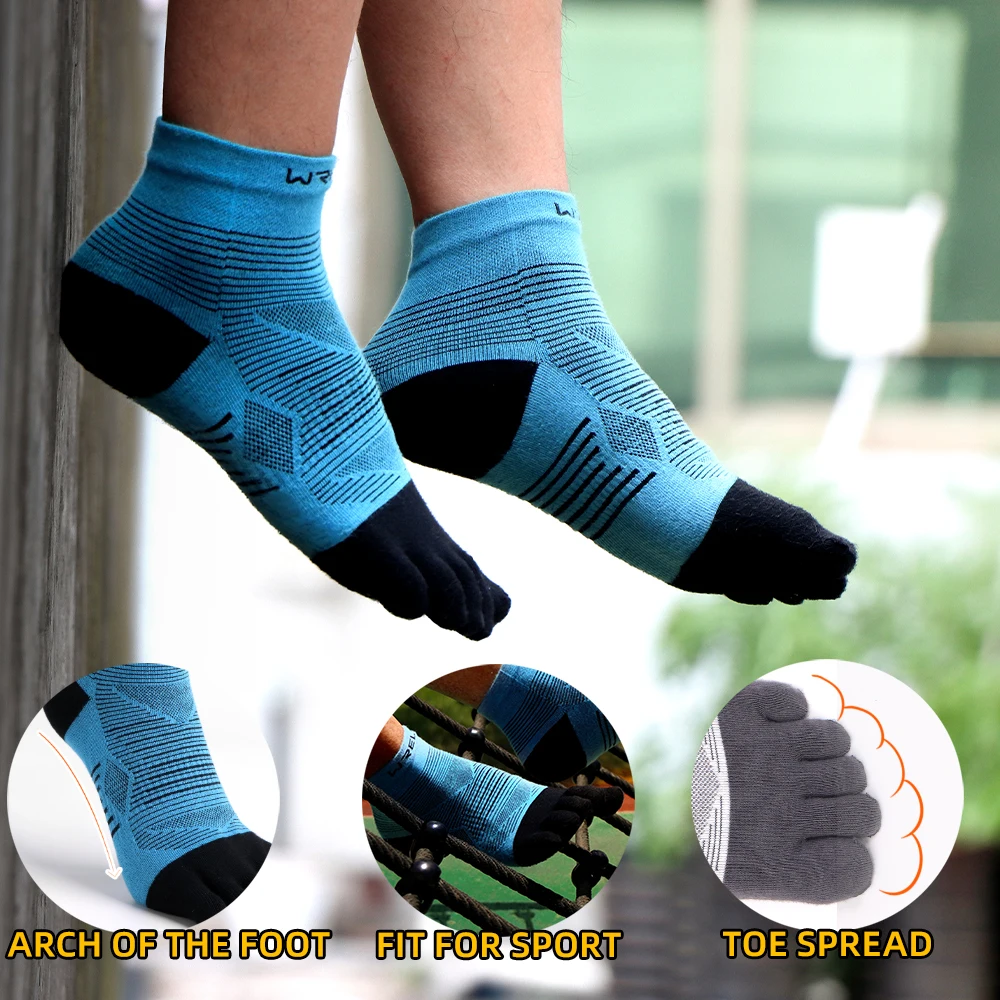 

Five-finger Socks Low-thin Running Blister Prevention Stockings Coolmax Men Quick-drying Solid Color Cycling Sports