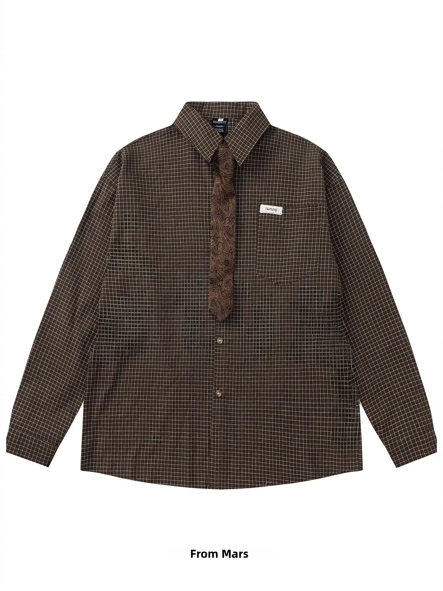 

Casual Plaid Long Sleeve Shirt Men's Women's Spring Autumn Fashion Brand Tie Suitable Small Grids Versatile Shirt Jacket