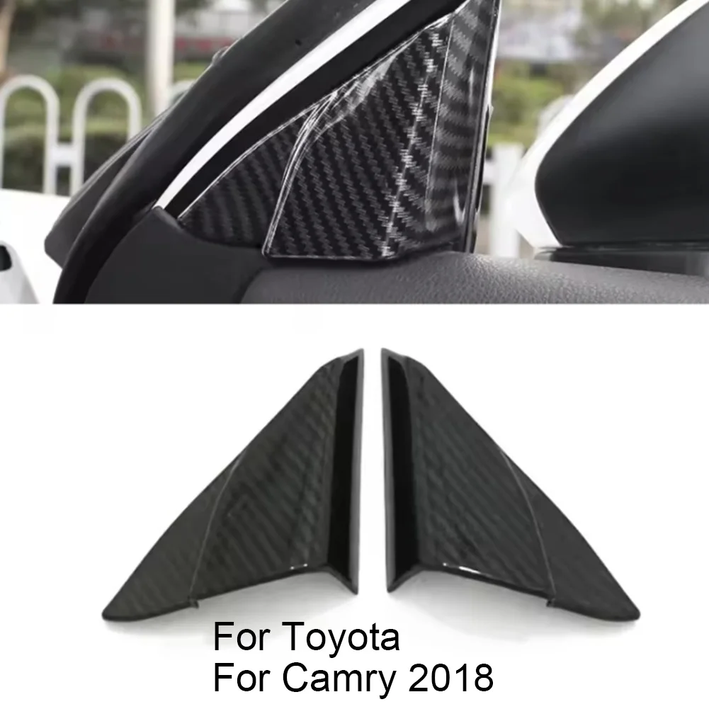 

Для Toyota для Camry 2018, передняя дверь из углеродного волокна, внутренние треугольные чехлы, треугольные чехлы для передней двери автомобиля, аксессуары