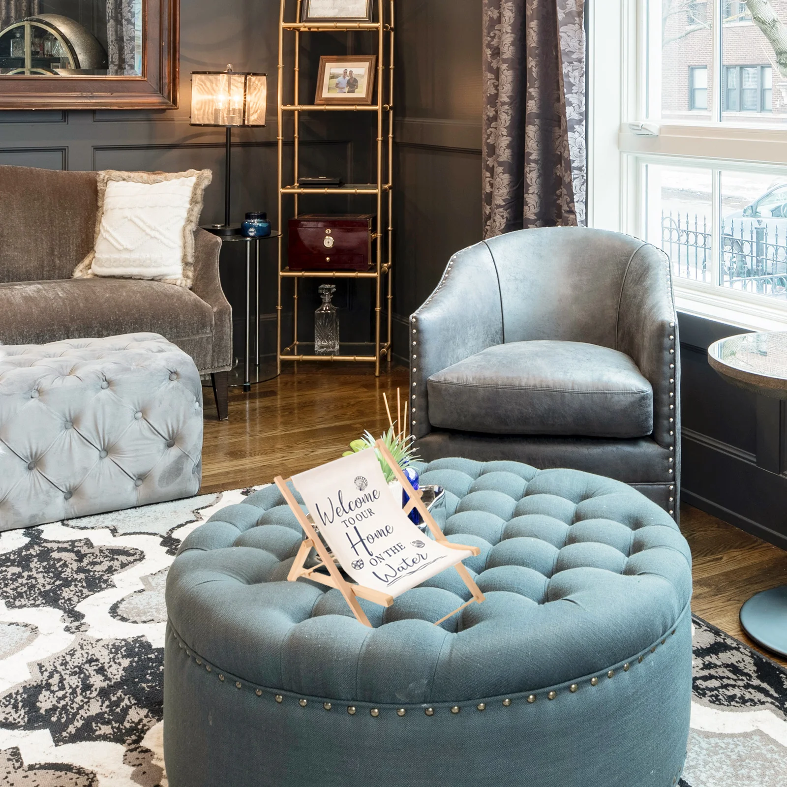 

Large Wooden Beach Chair Decor Mediterranean Style Home Living Room Ornament Desktop Adornment Nautical Coastal Chair