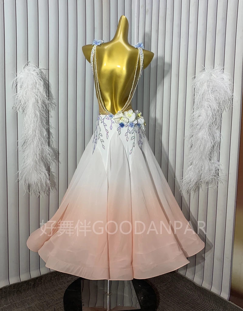 2023 neue Ballroom Dance Wettbewerb Kleider Tanz Kostüme Walzer Kleid Für Tanzen Kleidung Dance Wear Kleid farbverlauf stoff