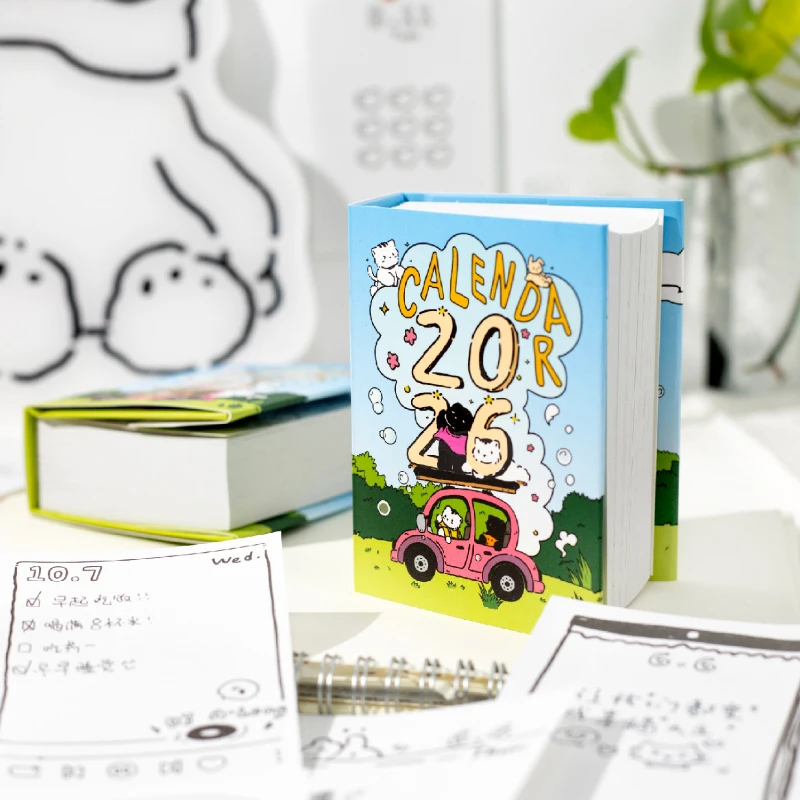 372 Pages Creative 2026 Calendar Memo Pads Planner Cute 365 Days Calendar for School Office Supplies Stationery Note Pads