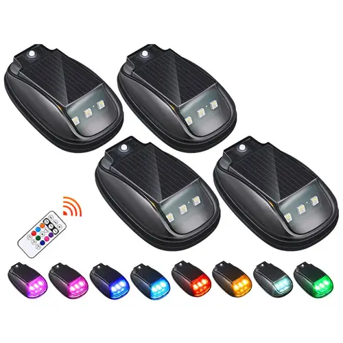 Imagen 2 del producto Luz de advertencia con energía Solar para coche, luz LED de Control remoto, luz colorida para ratón de techo, luz piloto anticolisión para coche, camión, SUV