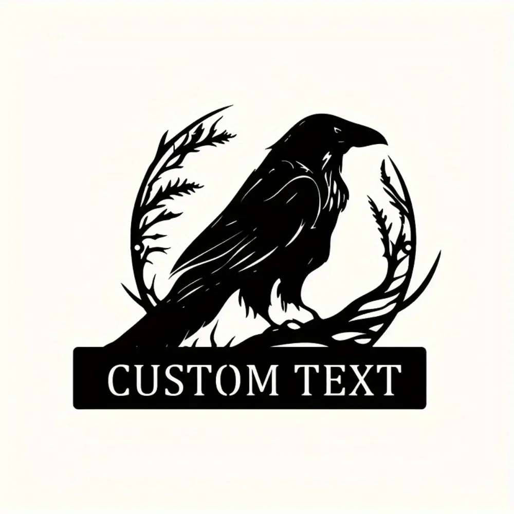 Elevate Your Home Decor: Exquisite Customizable Black Raven Metal Wall Art in Vintage Style