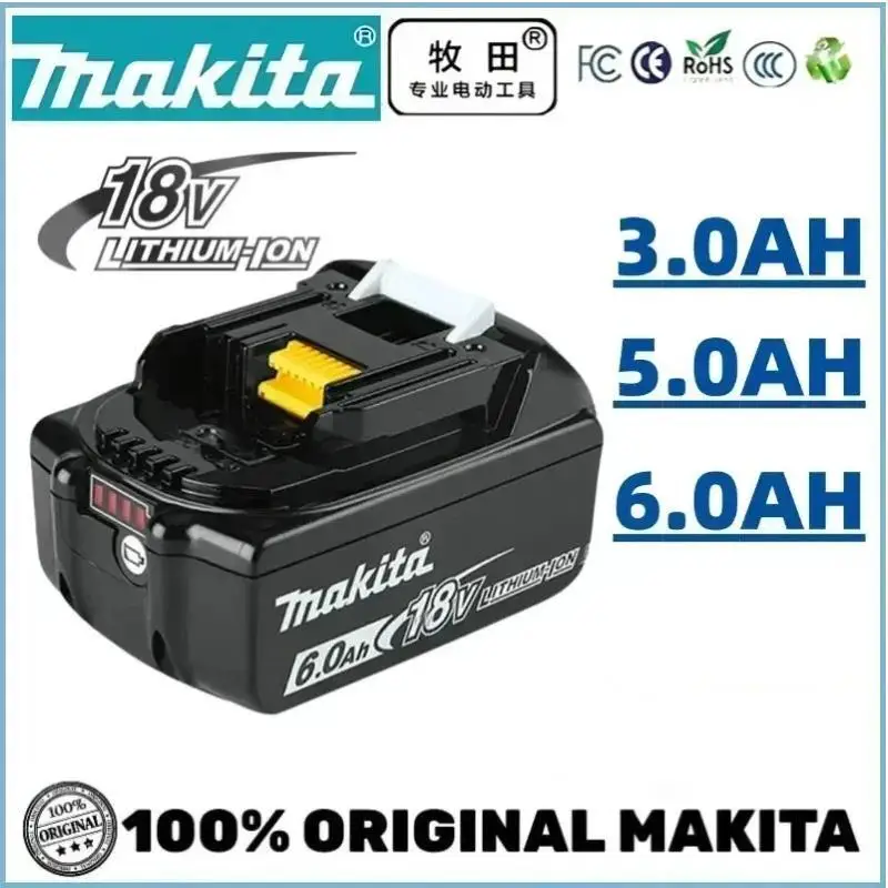 100% original Japan Makita 6Ah/5Ah/3Ah batteries are used to replace lithium batteries in Makita 18V power tools