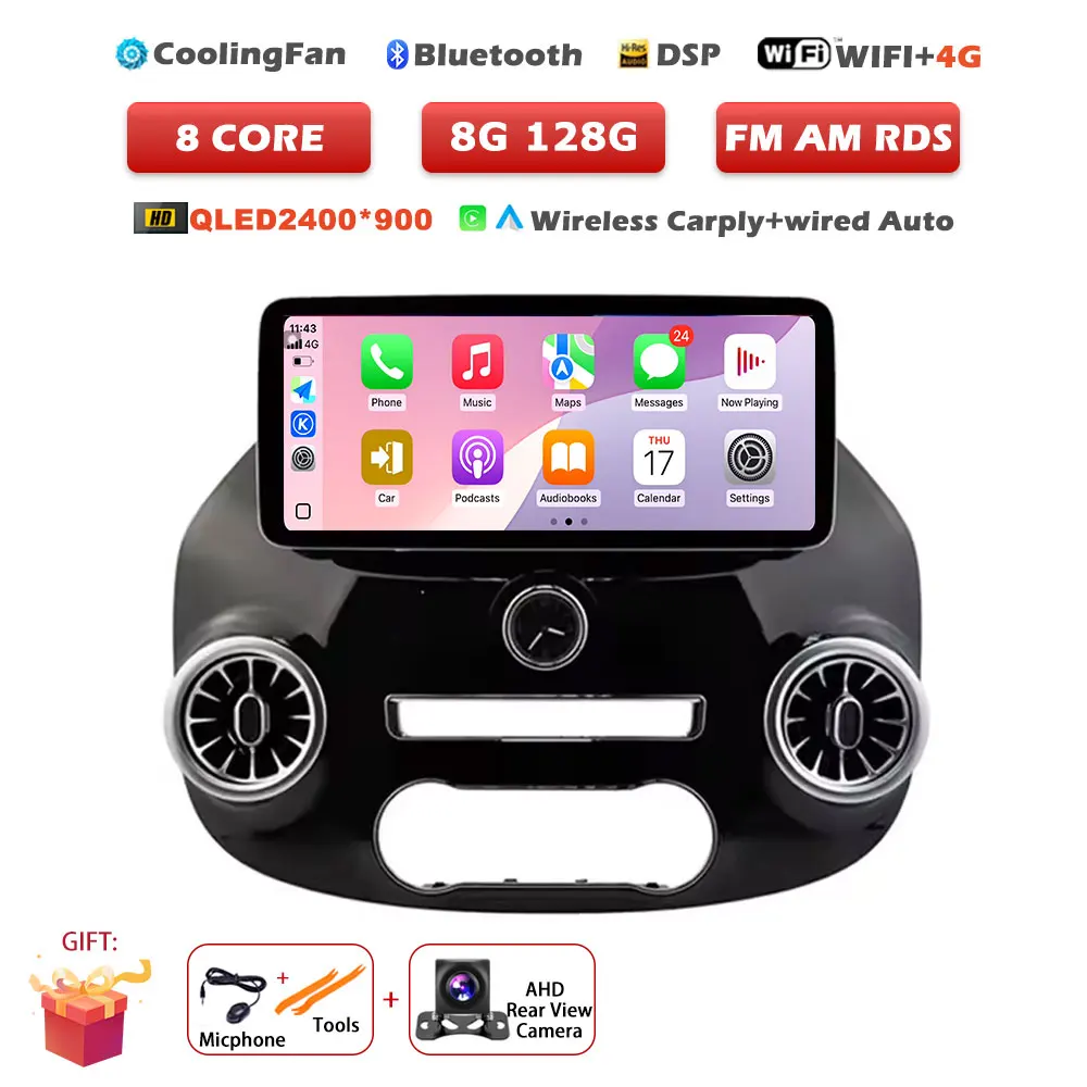 12.3 inch Android 16 Auto voor Benz Vito W447 2014-2022 autoradio multimediaspeler GPS radio draadloze CarPlay navigatietools