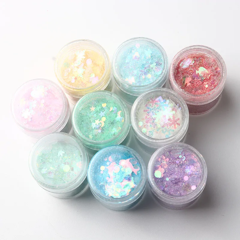 10Ml/1Can Dream Holographic Pigment Powder Nail Polish Sequins Nail Art Sequins Mixed Shape Polyester Film Manicure Decoration