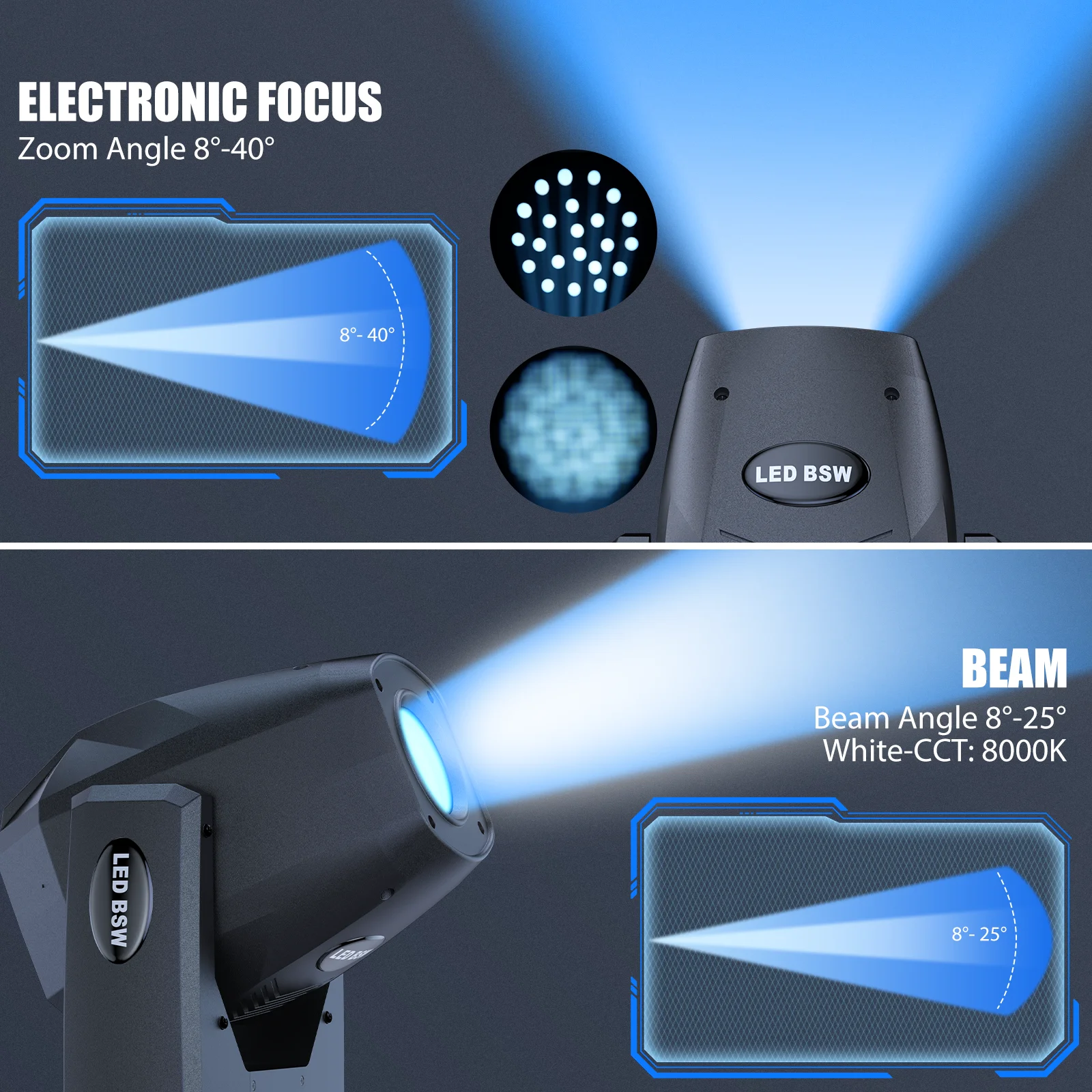 Datewink 2 قطعة 200 واط شعاع LED تتحرك رئيس ضوء 17Gobo 10 اللون الدورية بريزم ضوء المرحلة DMX ل DJ ديسكو حفل زفاف عيد الميلاد