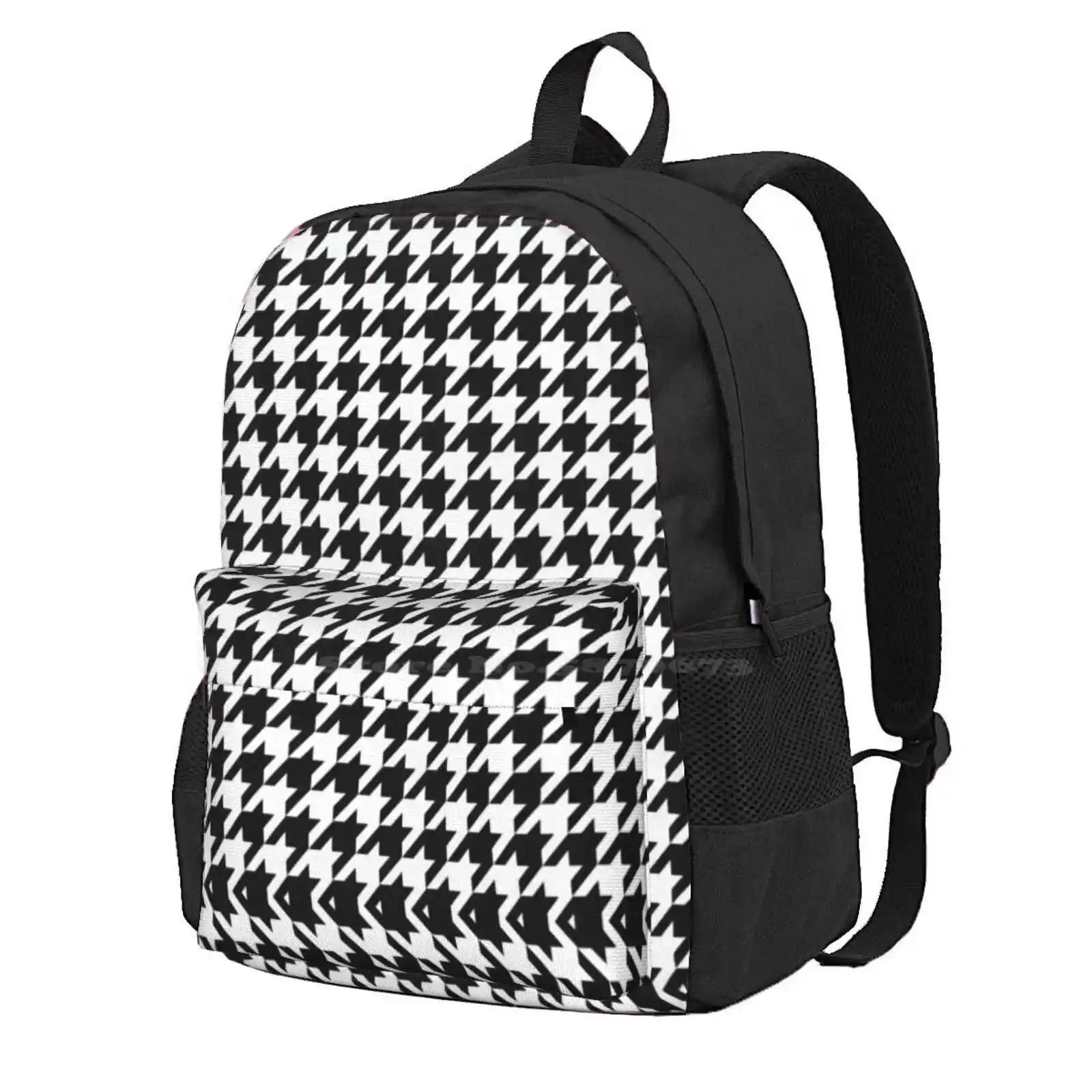 Dogtooth / Houndstooth Hot Sale Schoolbag Backpack Fashion Bags Doogtooth Dog Houndstooth Black And White Cool Retro Funky