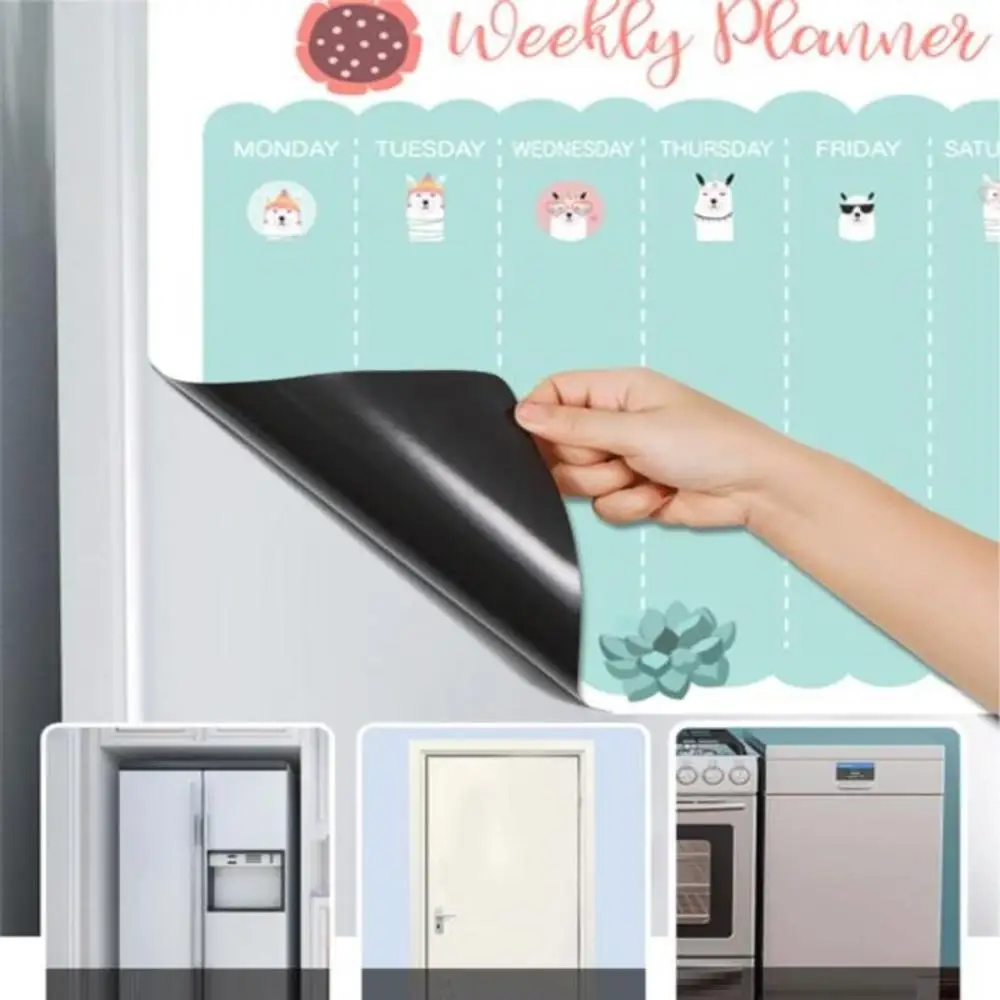 Fridge Magnet Sticker Calendar Board Weekly Planner Reusable Magnetic Dry Erase Board Schedule Fridge Message Menu Drawing Board