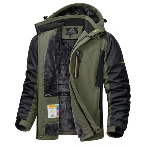 TACVASEN Winter Heavyweight Fleece Lined Parka Waterproof Men Ski Snowboard Jackets Windproof Removable Hoodie Coats Windbreaker