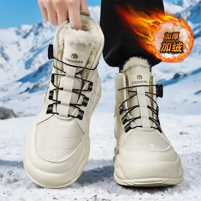 2025 رجل الثلوج الشتاء أحذية حذاء كاجوال الكاحل الفراء الدافئة الجلود كاوبوي القتالية دراجة نارية المشي لمسافات طويلة في الهواء الطلق مصمم فاخر