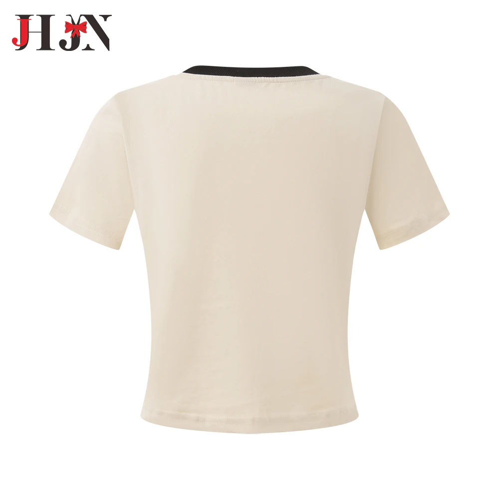 2024 Summer Women\'s Round neck T-shirt Casual Fashion Solid Colours Short Sleeve Slim Short Inner Bottom Shirt