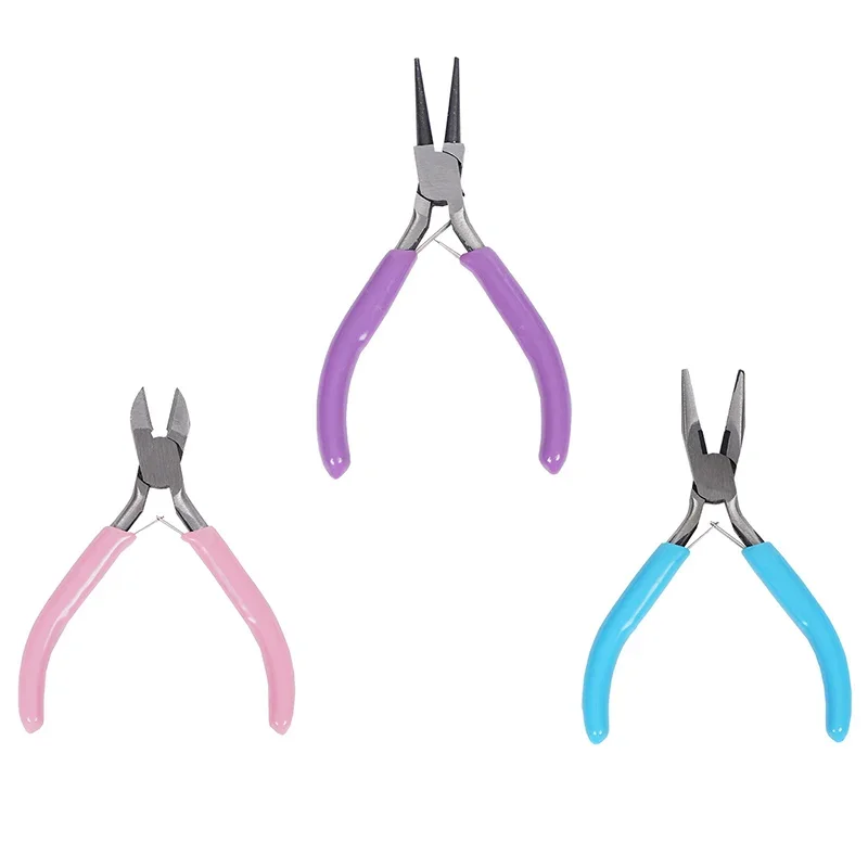 3Pcs Jewelry Pliers Set Includes Needle Nose Pliers, Round Nose Pliers, Wire Cutters for Jewelry Beading Repair Making Supplies