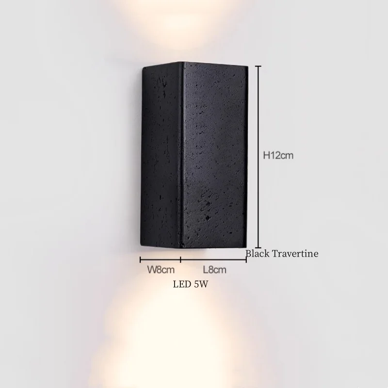 IWHD كتلة سوداء الترافرتين وحدة إضاءة LED جداريّة الشمعدان القراءة مصابيح السرير الداخلية الحديثة الشمال مرآة حمام ضوء لامبارا دا باريتي #2