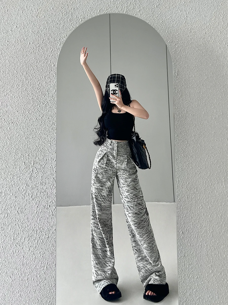 Pure Desire Sweet Girl Style High Waist Loose, Thin, Straight, Straight -leisure Pants Mopped Trousers, Women's Clothing Simple