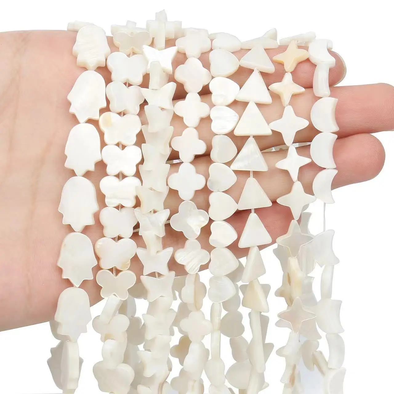 Natural White Freshwater Shell Beads Mother of Pearl Heart Cross Loose Spacer Bead for Jewelry Making DIY Necklace Bracelet