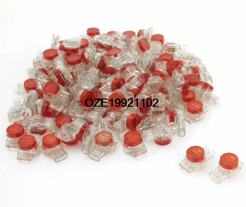 100 Pcs Data Phone Wire Splice 3 Ports UR Connectors Red Clear