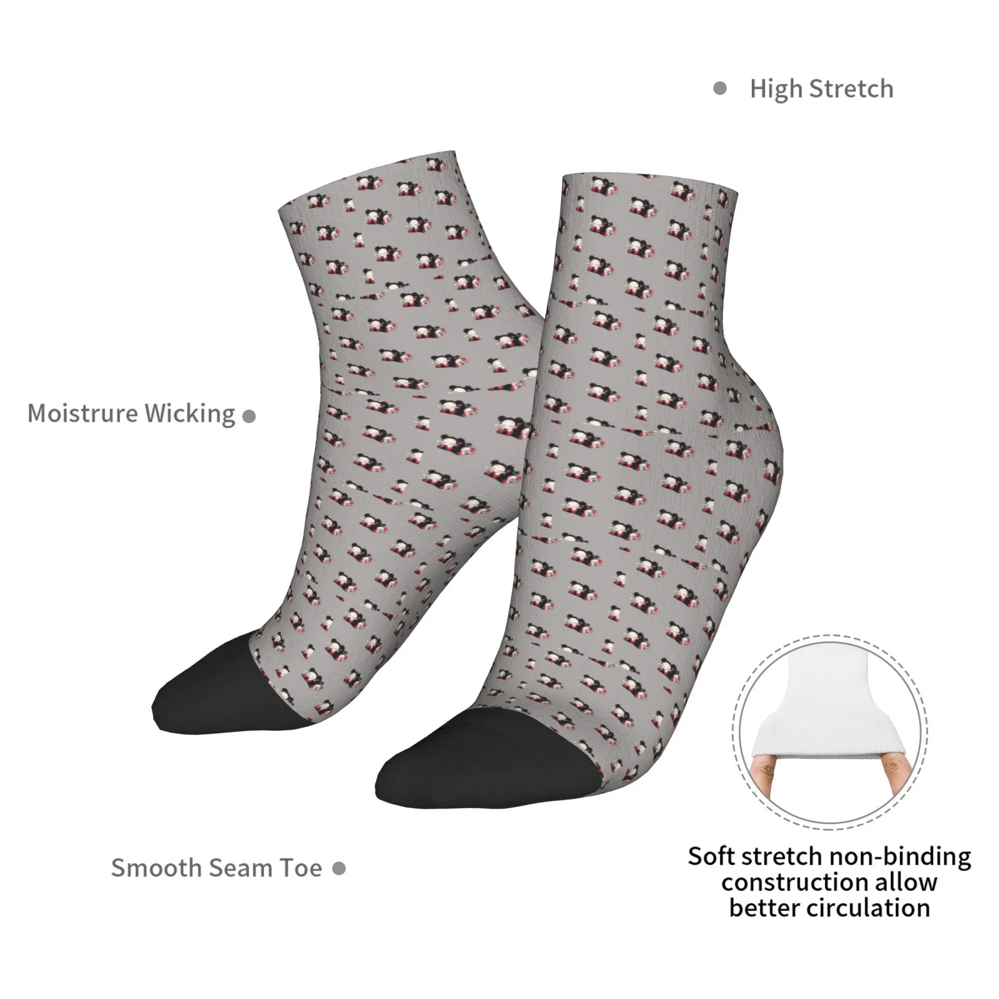 Calcetines Pucca y Garu para todas las estaciones, calcetines deportivos súper suaves Harajuku de tubo medio, medias suaves de moda para hombres y mujeres, regalos