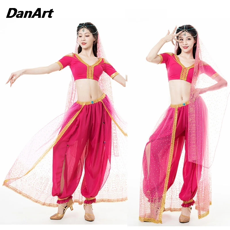 Belly Dance Top+pants+headscarf+headwear Princess Cosplay Clothing Stage Performance Costume Photo Shoots Imitation Shows 