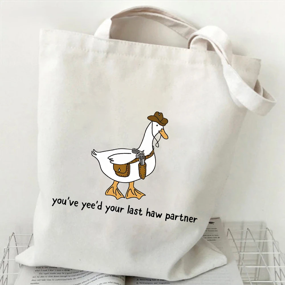 You Just Yee\'d Your Last Haw Partner Printed Women Shoulder Bag Cowboy Frog Shopping Bag Wild West Trendy Toad Lovers HandBag