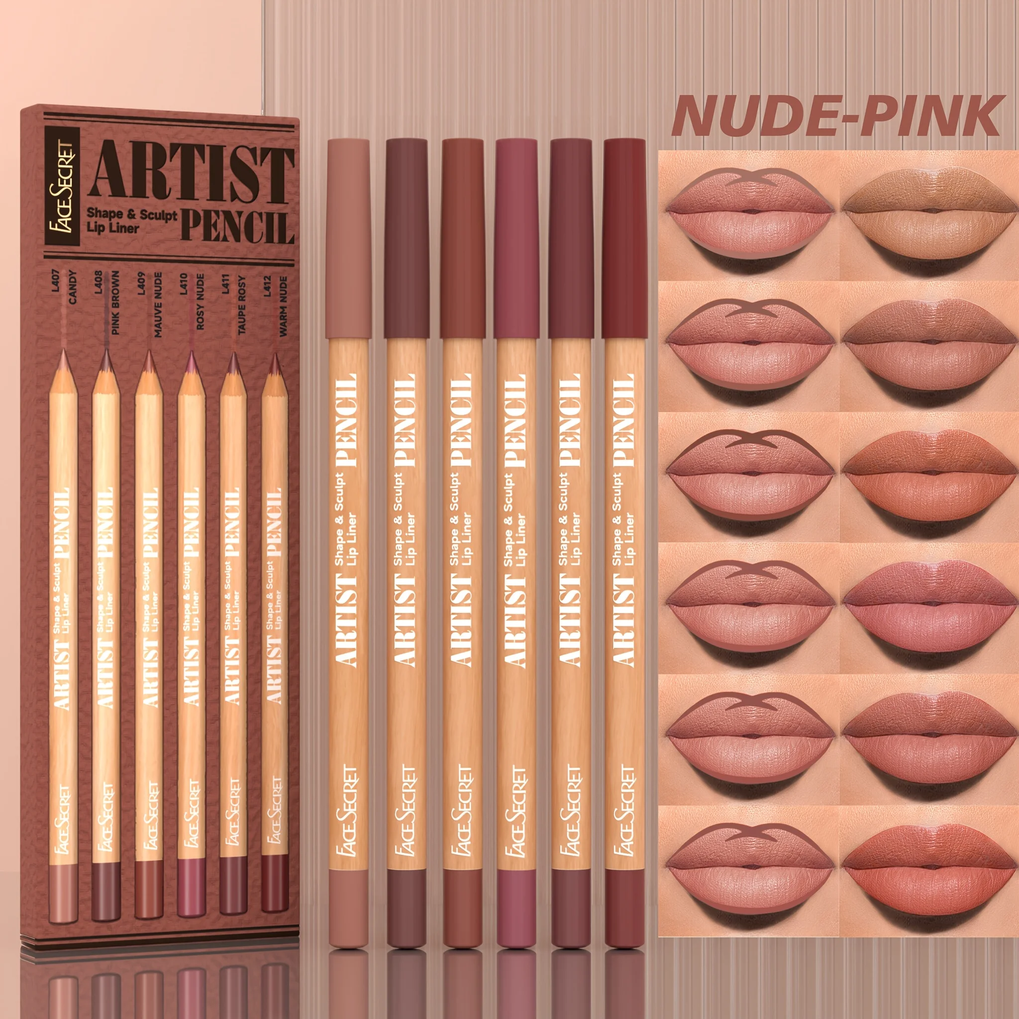[Samt Matte Lip Liner] 6-teiliges, langlebiges samtmattes Lip Liner-Stift-Set |   Nicht trocknend und perfekt zum Füllen und Füllen von Lippen
