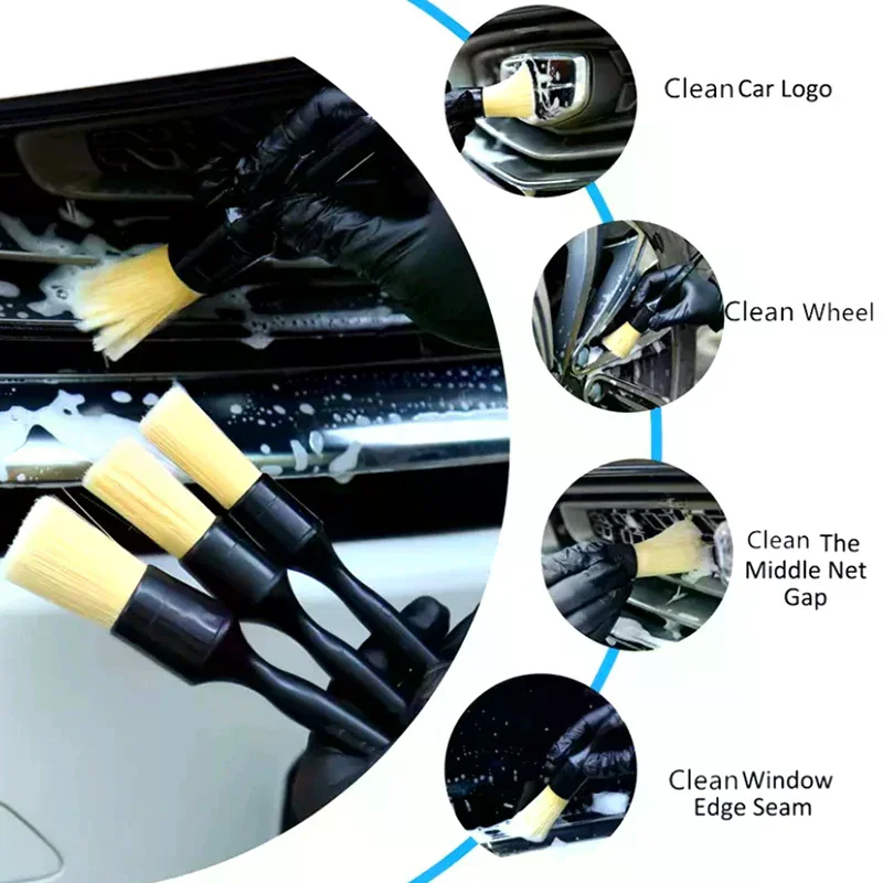 3 Buah/Set Sikat Detail Interi - Car Detailing Brush Set Boar Hair Interior ulasan dan harga