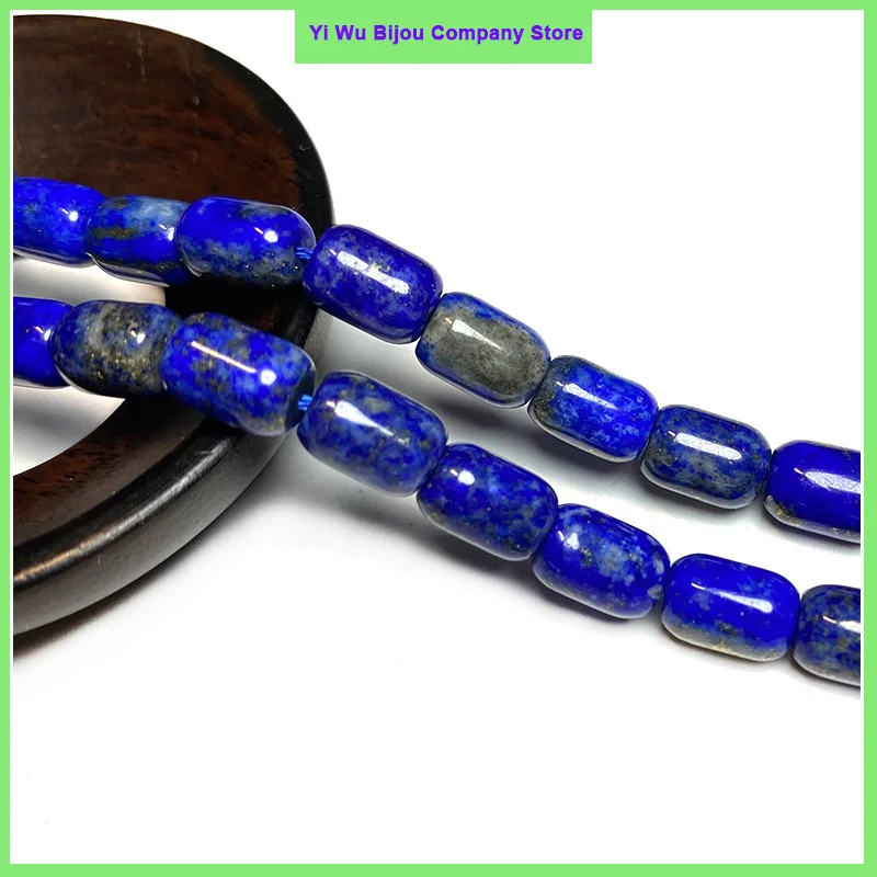 Natural Stone 6x9MM Lapis Lazuli Smooth Loose Round Cylinder Spacer Beads for Jewelry Making DIY Bracelet Earrings Accessories