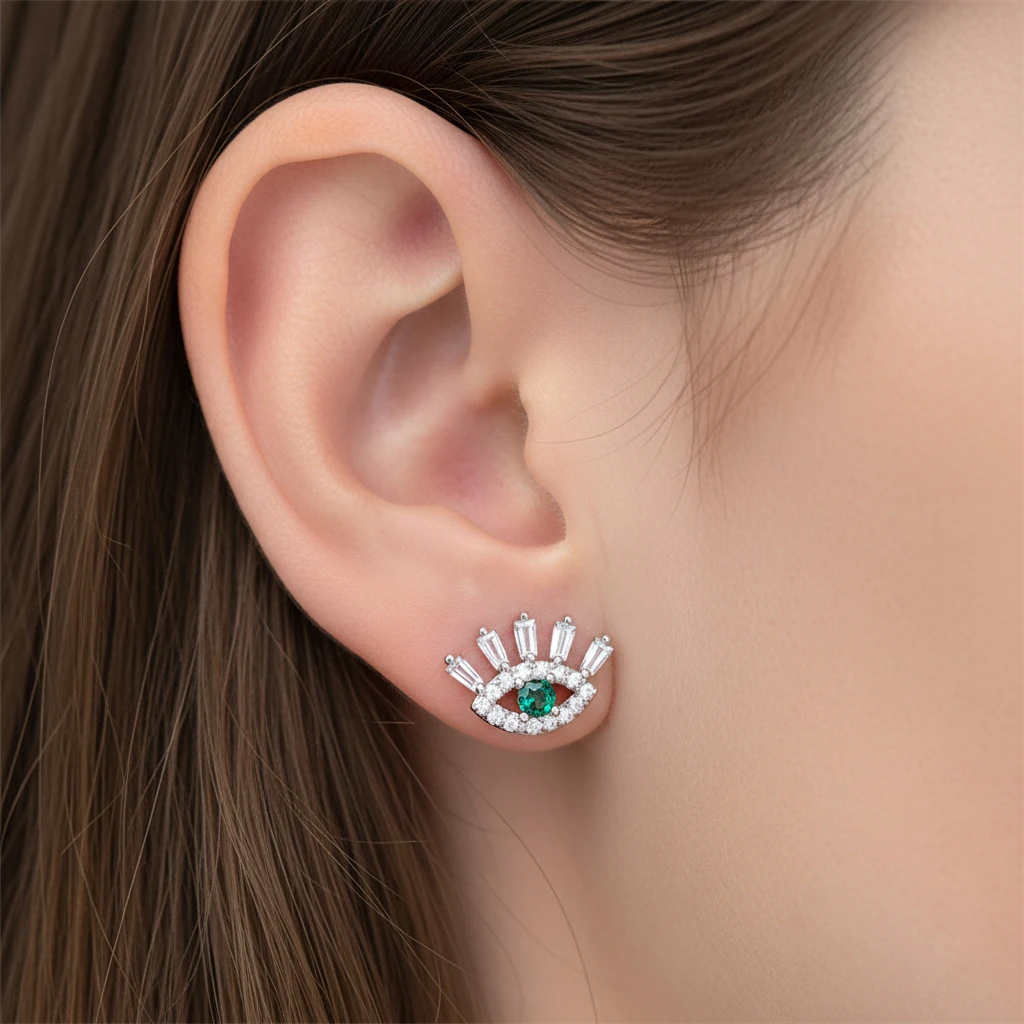 خمر عين الشر محظوظ صغير مكعب زركونيا الأزرق البوهيمي وأقراط للمرأة الإكسسوارات ثقب المجوهرات