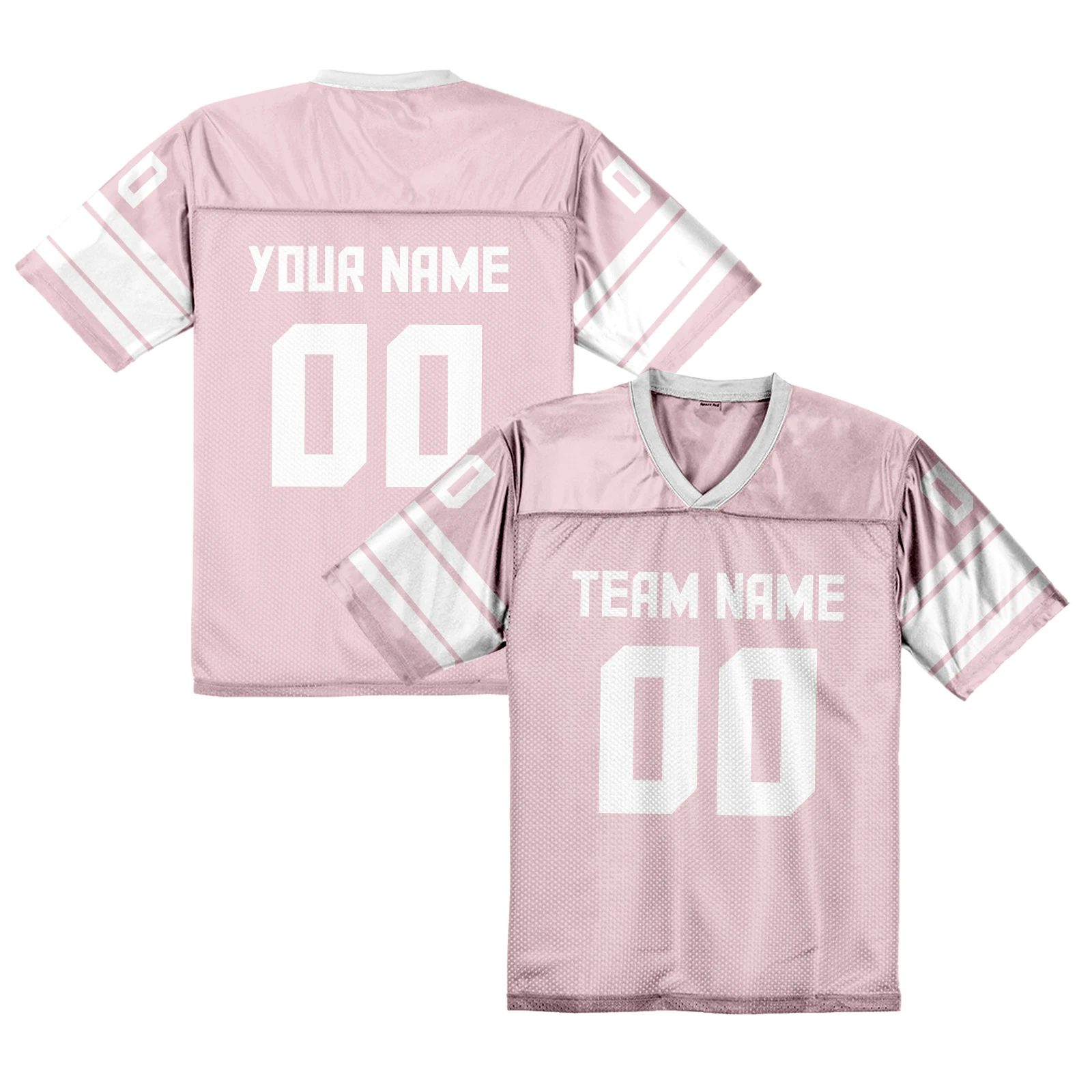 

Custom American Football Shirt Pink Personalized Printed Football Jersey with Team Name Number Fans Gift for Men Women Youth