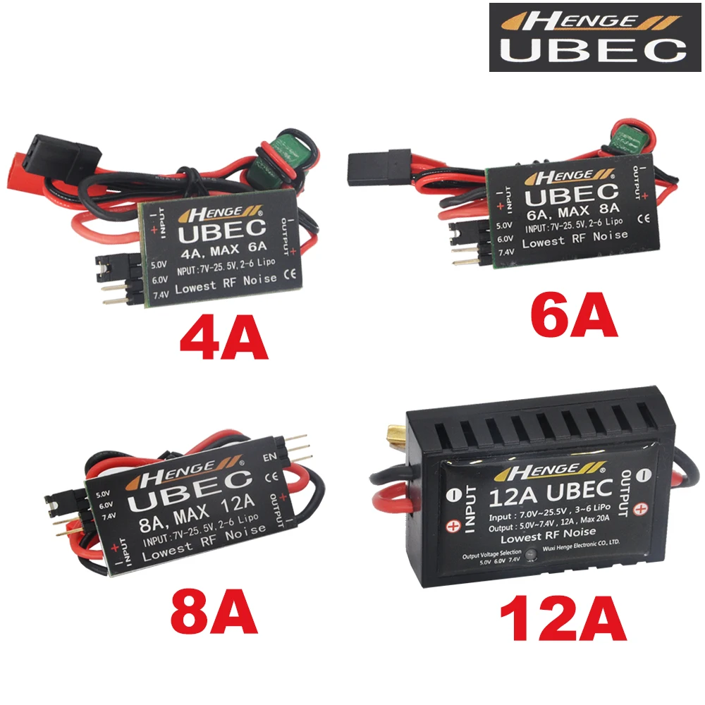 HENGE UBEC 4A/6A/8A/12A Wyjście 5V/6V/7.4V Inport 7V-25.5V 2-6S Lipo Battery Switch Mode BEC