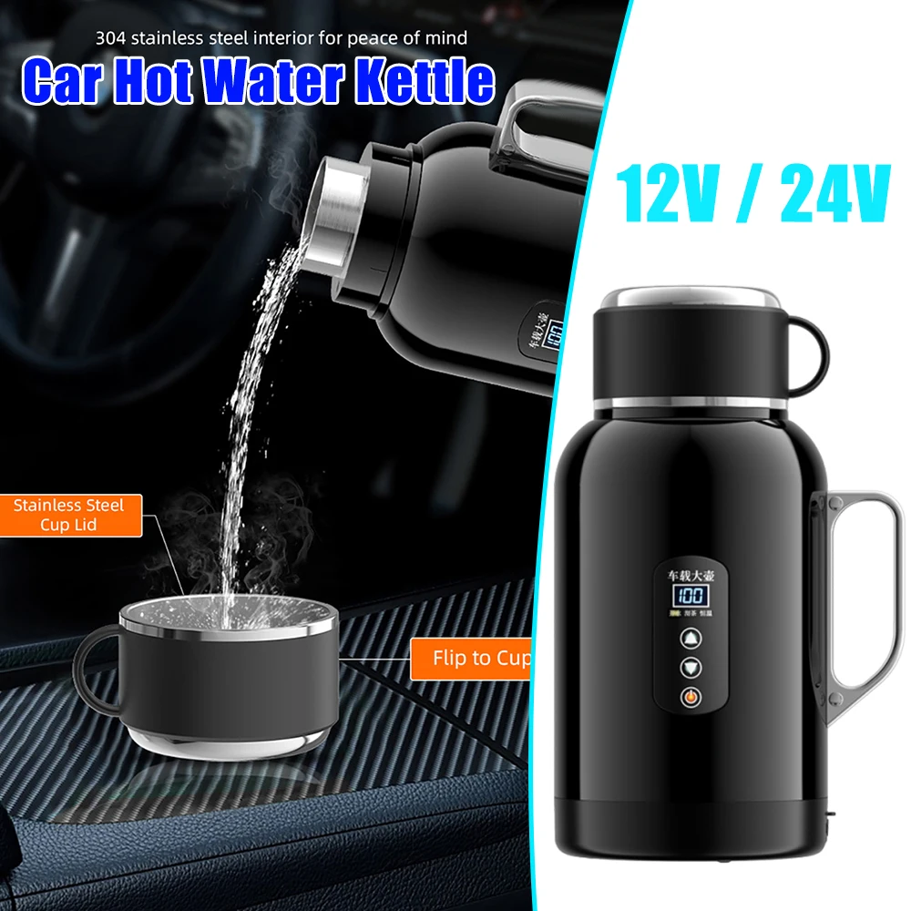 Fast Heating Stainless Steel Car Kettle 12V 24V Universal Heating Insulation Truck Electric Water Heater Cup Thermos