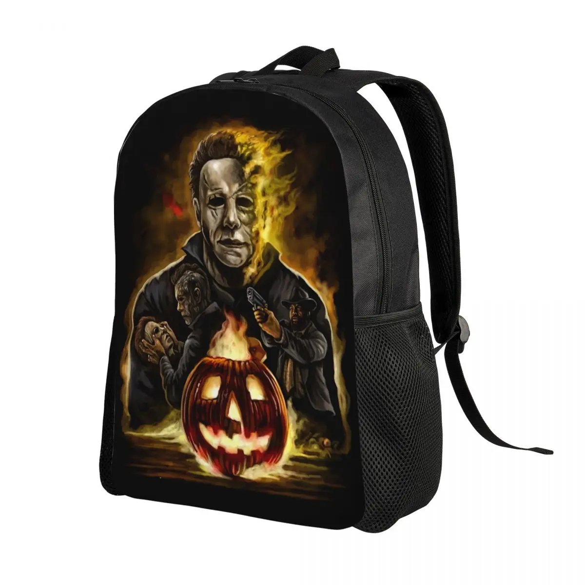 Mochilas personalizadas de Halloween para hombres y mujeres, bolsa de libros básica para la escuela, bolsas de película de terror para la universidad